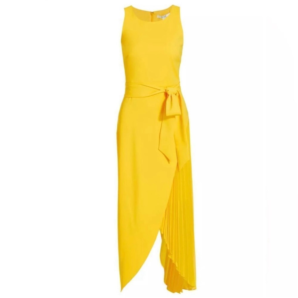 Badgley Mischka Belted Layered Asymmetric Dress.  Sz 2